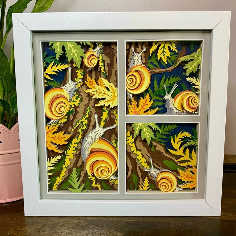3D Snail Forest Shadowbox